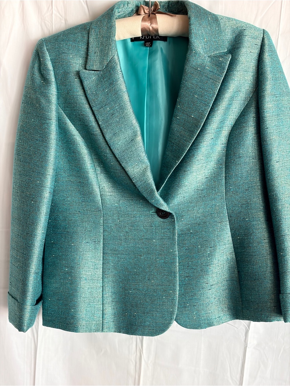Vintage Kasper Teal Green Single-Button Blazer